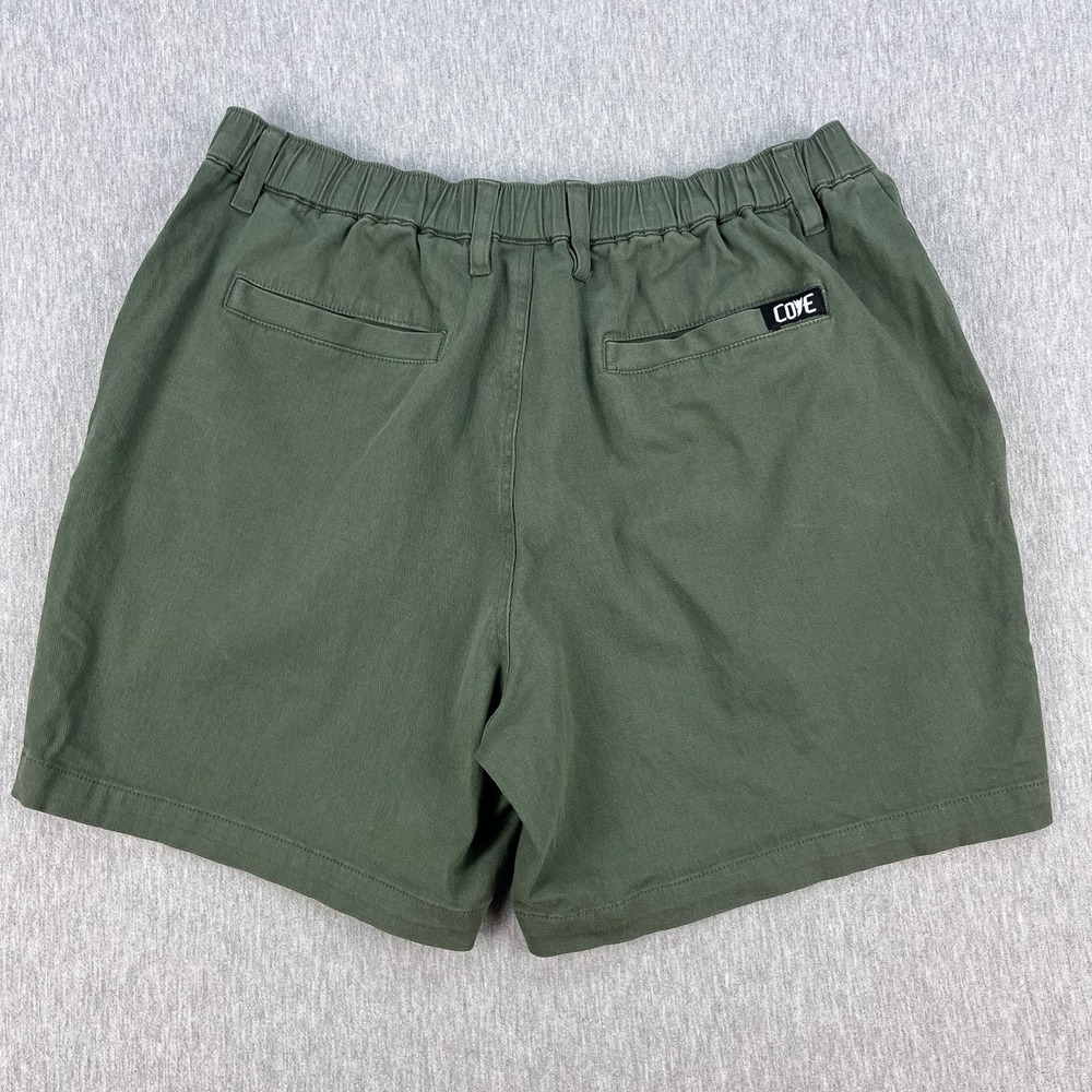 Cove USA Chino Shorts Mens 34W / 5" Inseam Army Green Elastic Waist Stretch